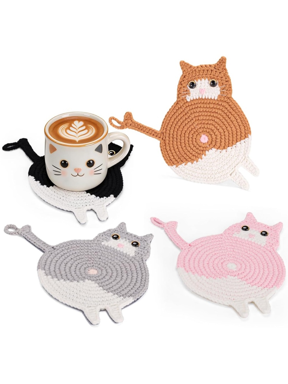 Handmade Cat Coaster/pot holder Set
